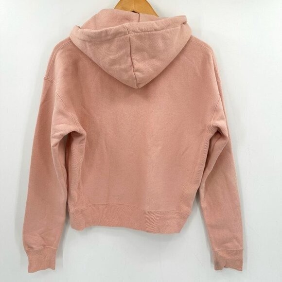Champion Reverse Weave Pink Long Sleeve Hoodie Kangaroo Pocket Small Sweatshirt - Picture 2 of 6